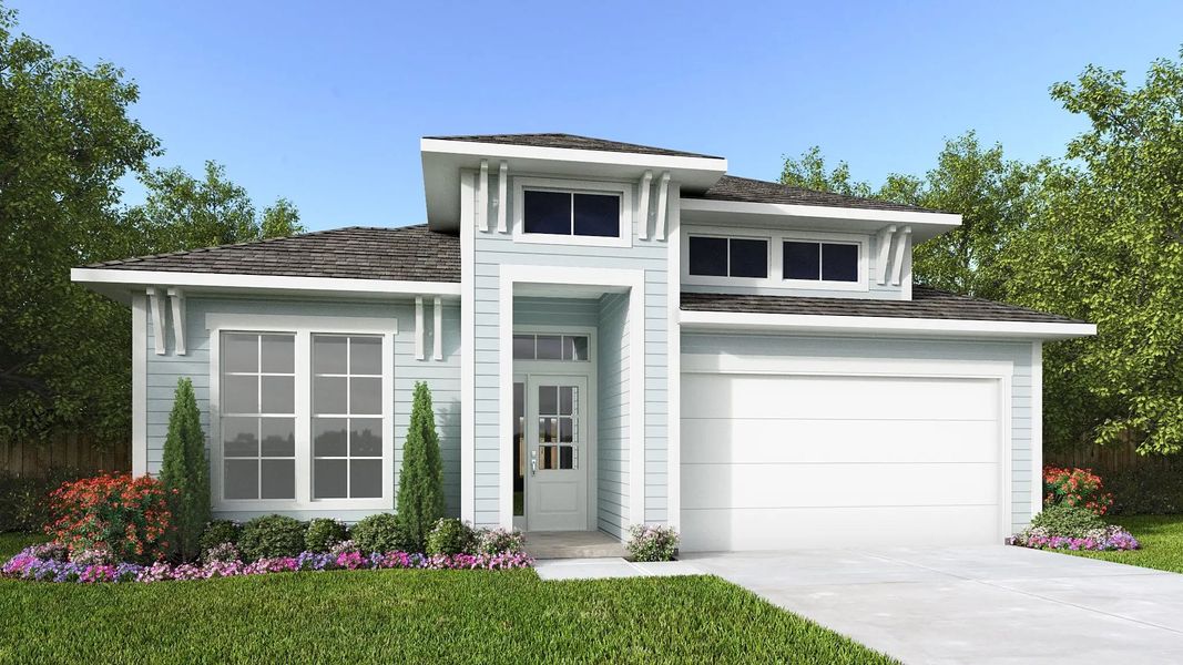 Front exterior of a home in the Hyland Trail 50' community, located in Green Cove Springs, FL (Image 5).