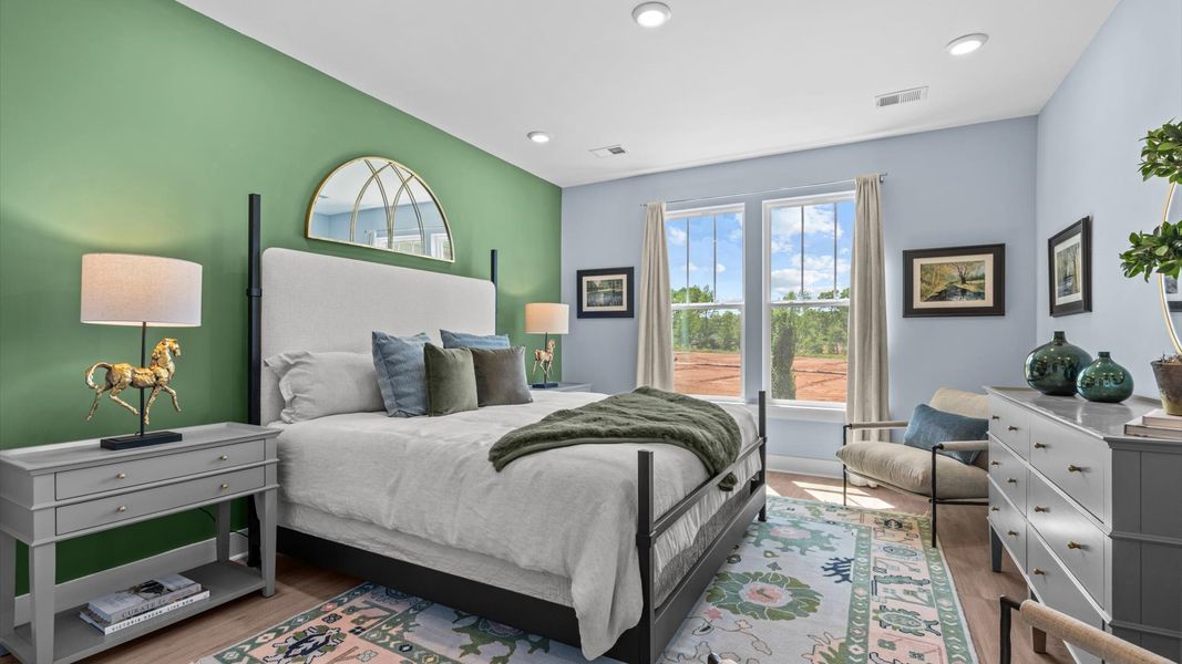 Highly skilled design shines in this elegant, restful primary suite near Downtown Greenville