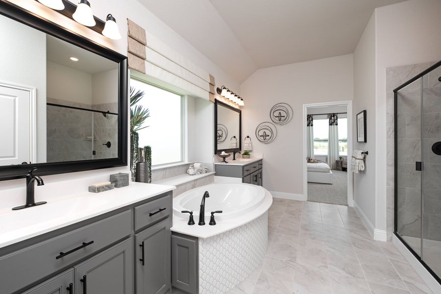 Furnished interior in a model home at Abe's Landing in Granbury (Image 18).