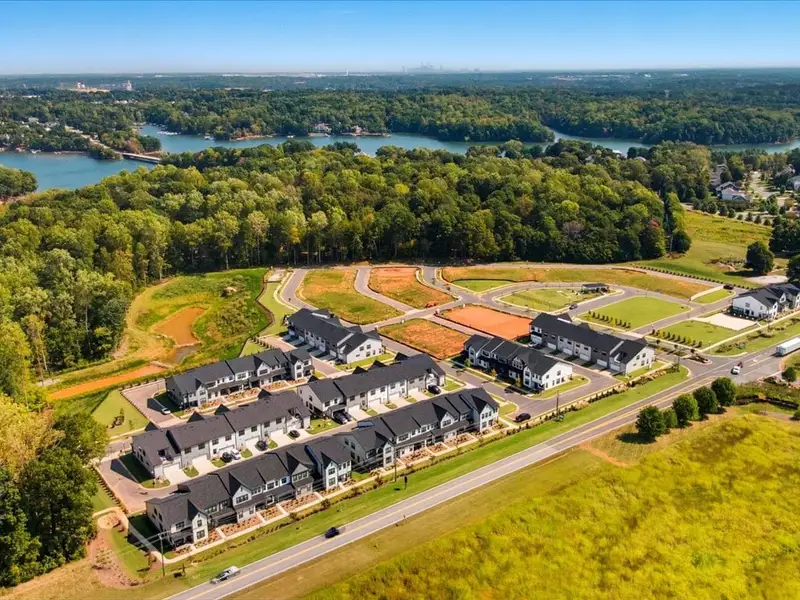 Aerial view of the Seven Oaks community in Belmont, NC, showing layout and nearby surroundings (Image 1).