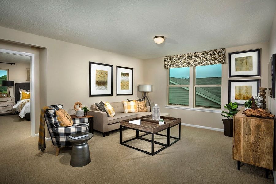 Furnished interior in a model home at Flagstone in Humble (Image 18).