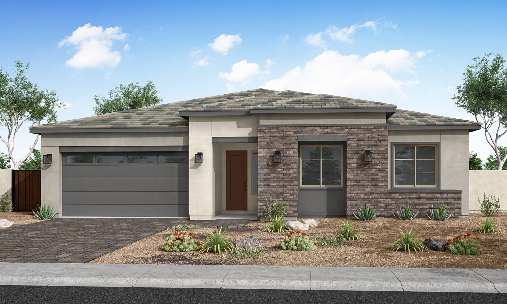 Front exterior of a home in the Avocet at Waterston Central community, located in Gilbert, AZ (Image 16).