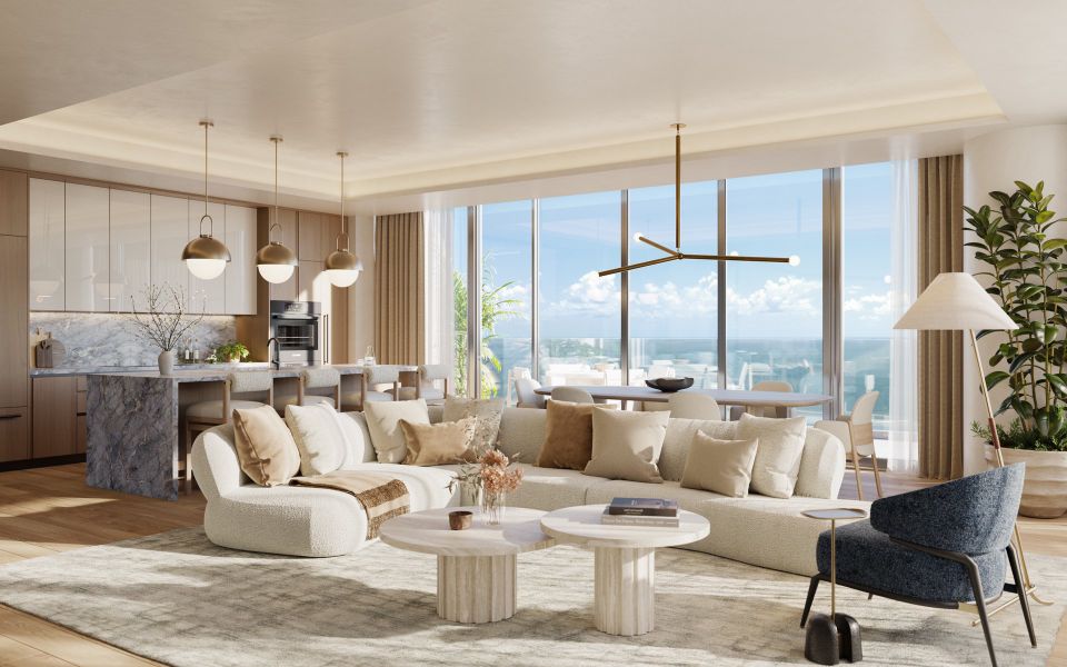 Furnished interior in a model home at Icon Beach Residences in Hollywood (Image 7).