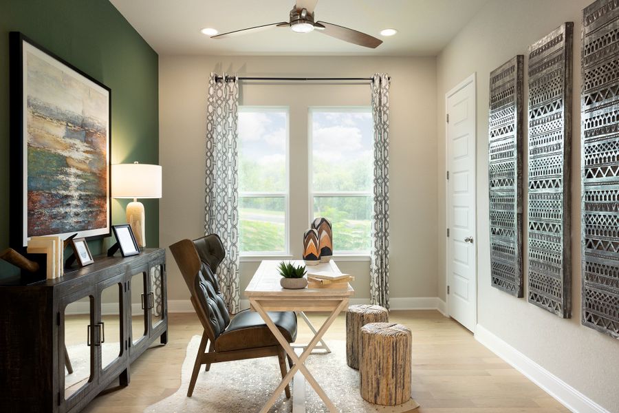 Furnished interior in a model home at Cibolo Crossing in Universal City (Image 7).