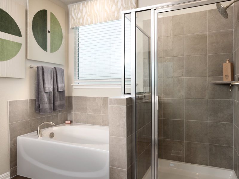 Furnished interior in a model home at Opal Meadows in Kyle (Image 17).