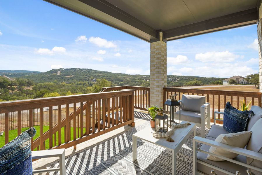 Patio in the Lakeside at Tessera Willow model home in Lago Vista TX by Trophy Signature Homes