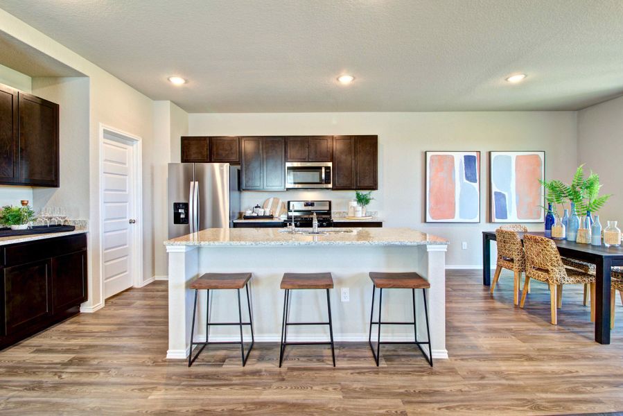 Santiago model kitchen from Blue Ridge Ranch in San Antonio by Century Communities