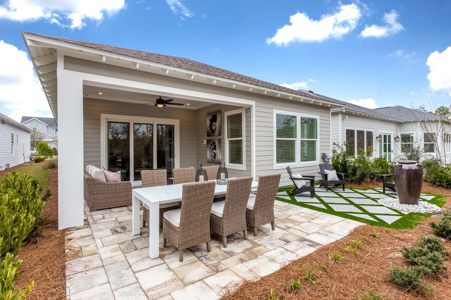 Beautiful backyard space of the Bonita Model is perfect for entertaining year-round.