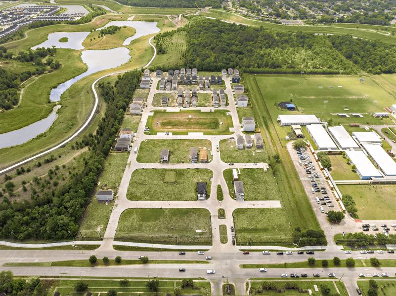 Aerial view of a large area with Vaux-le-Vicomte in the background. Aerial view of a large area with Vaux-le-Vicomte in the background.