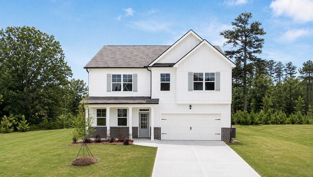 Front exterior of a home in the Thompson Ridge community, located in Dallas, GA (Image 5).