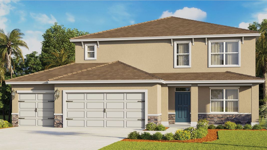 Front exterior of a home in the Tides Edge community, located in Ormond Beach, FL (Image 1).
