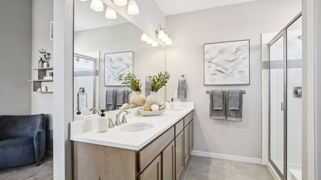 Furnished interior in a model home at Westerly - Townhomes in Erie (Image 20). Furnished interior in a model home at Westerly - Townhomes in Erie (Image 20).