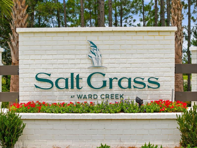 Entrance to the Salt Grass at Ward Creek community in Panama City Beach, FL, featuring signage and landscaping (Image 21). Entrance to the Salt Grass at Ward Creek community in Panama City Beach, FL, featuring signage and landscaping (Image 21).