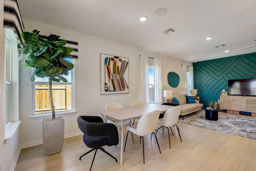 Furnished interior in a model home at Village at Three Oaks in Seguin (Image 20).