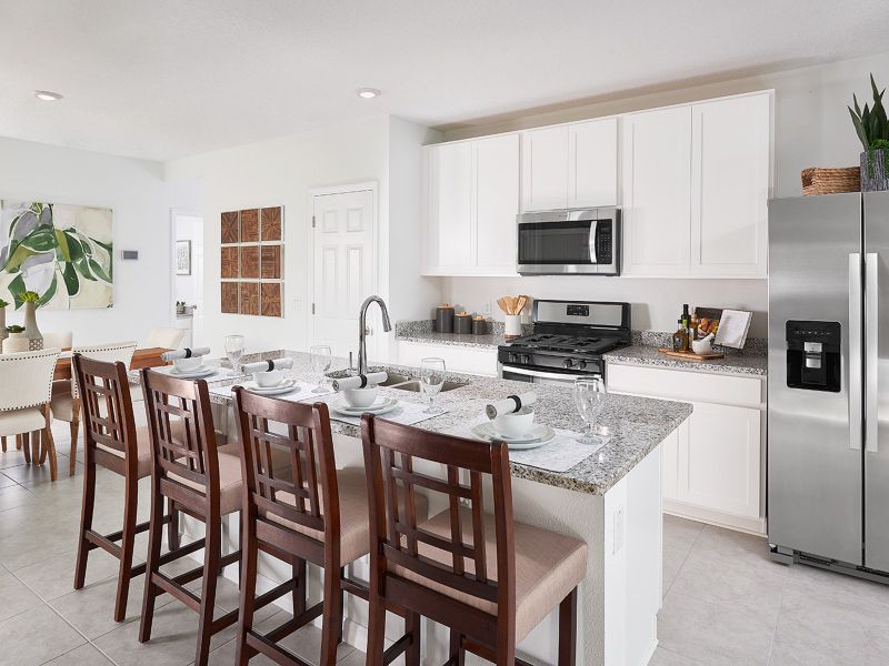 Kitchen modeled at Lake Denham Estates.