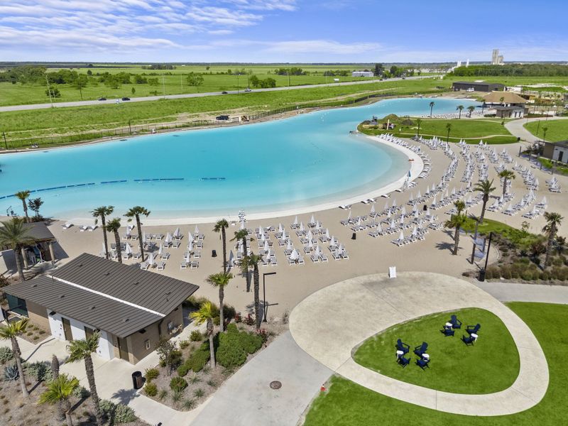 A pool with people on it.