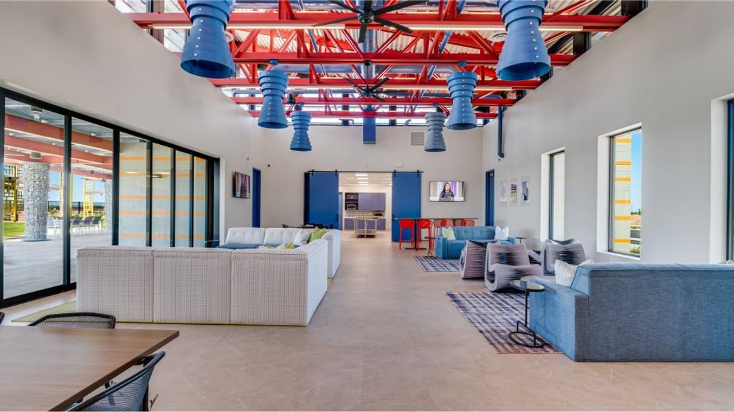 Interior of the community center gathering space Interior of the community center gathering space