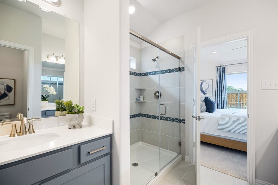 Furnished interior in a model home at Saratoga: Fields 40' in Aubrey (Image 11).