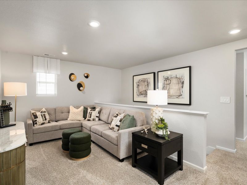 The Monarch floorplan interior image modeled at a Meritage Homes community in Johnstown, CO. The Monarch floorplan interior image modeled at a Meritage Homes community in Johnstown, CO.