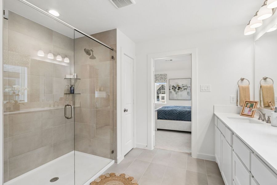 Furnished interior in a model home at Landmark in Denton (Image 40).