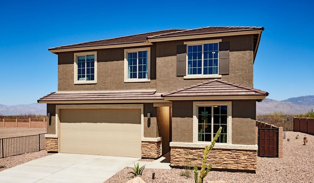 Front exterior of a home in the Seasons at Old Vail community, located in Vail, AZ (Image 2).
