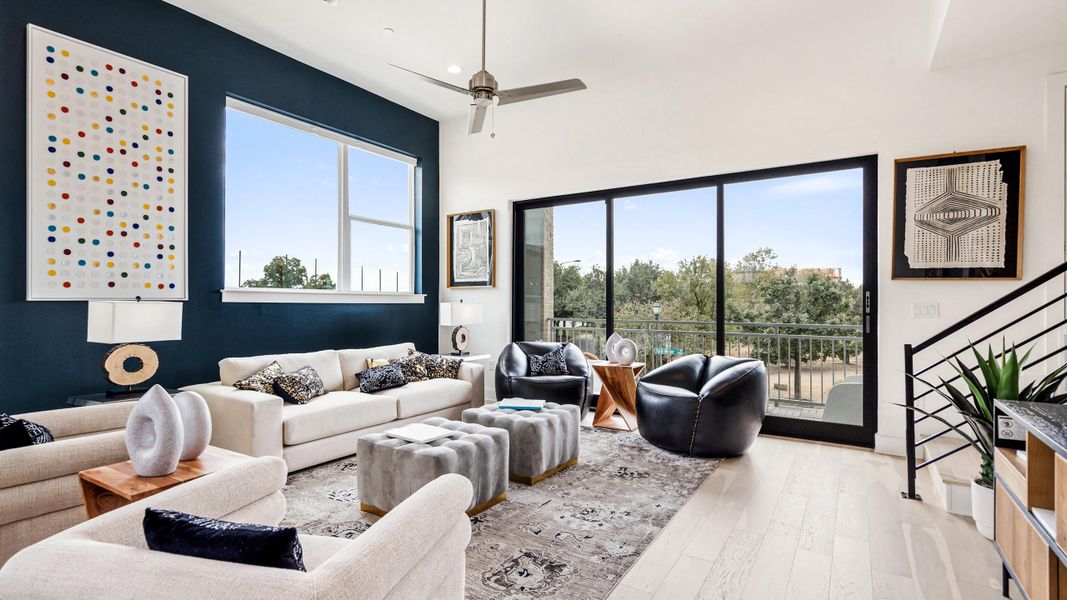 Furnished interior in a model home at Austin Modern Lofts at Mueller in Austin (Image 6).