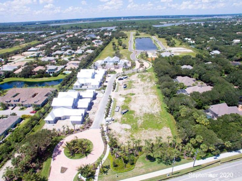 Aerial view of the The Strand community in Vero Beach, FL, showing layout and nearby surroundings (Image 51).