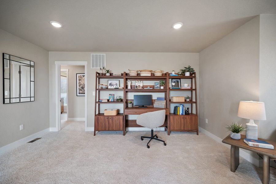 Furnished interior in a model home at Trails at Aspen Ridge-3 in Colorado Springs (Image 33). Furnished interior in a model home at Trails at Aspen Ridge-3 in Colorado Springs (Image 33).