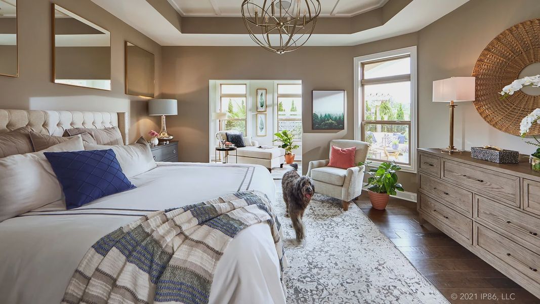 Furnished interior in a model home at The Courtyards on the Greenway in Matthews (Image 7).