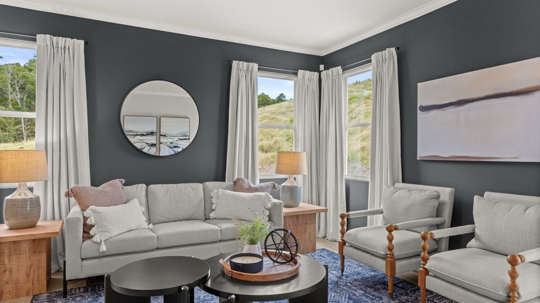 Furnished interior in a model home at Sheffield Highlands in Dallas (Image 23).