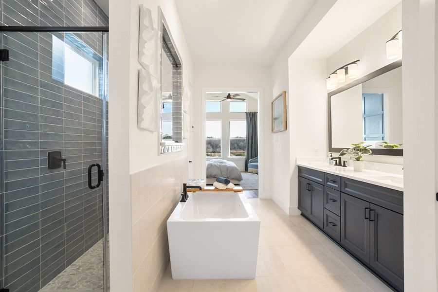 Furnished interior in a model home at Lily Creek at Sutton Fields in Aubrey (Image 82).