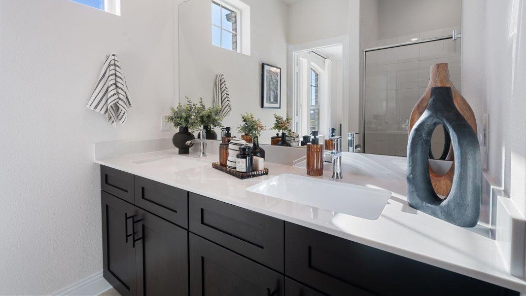 Furnished interior in a model home at Waterbend in Euless (Image 12).