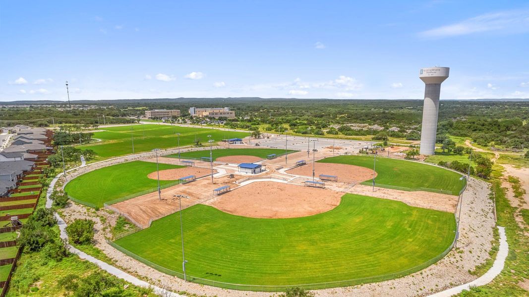 Aerial view of the Thunder Rock community in Marble Falls, TX, showing layout and nearby surroundings (Image 1).