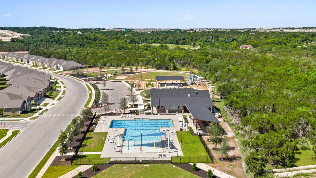 Aerial view of the The Enclave at Bar W Ranch community in Leander, TX, showing layout and nearby surroundings (Image 7).