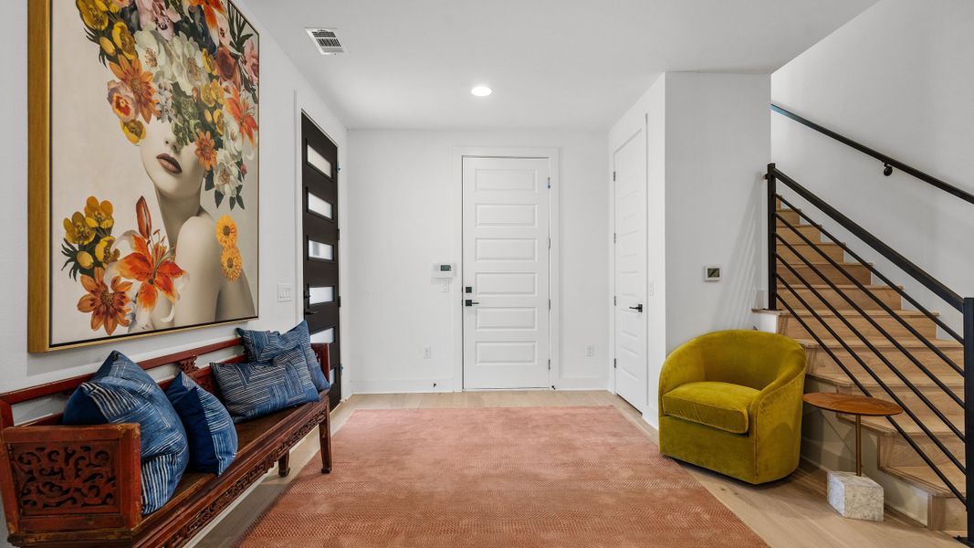 Furnished interior in a model home at The Park at Sunridge in Austin (Image 27).