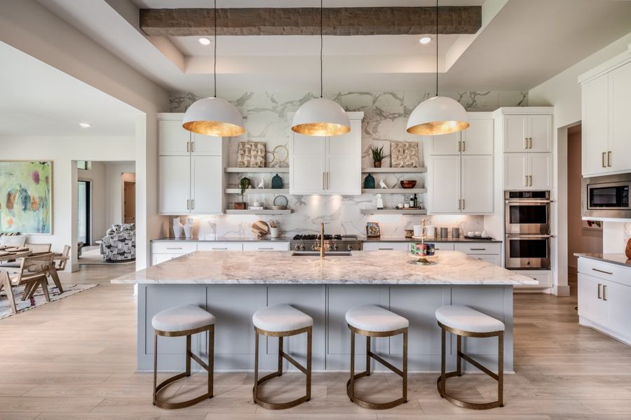 Furnished interior in a model home at Bluff Hollow in Plano (Image 8).