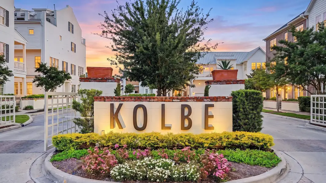 Entrance to the Kolbe Farms community in Houston, TX, featuring signage and landscaping (Image 2).