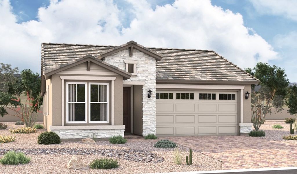 Front exterior of a home in the Seasons at Baker Farms community, located in Phoenix, AZ (Image 1).