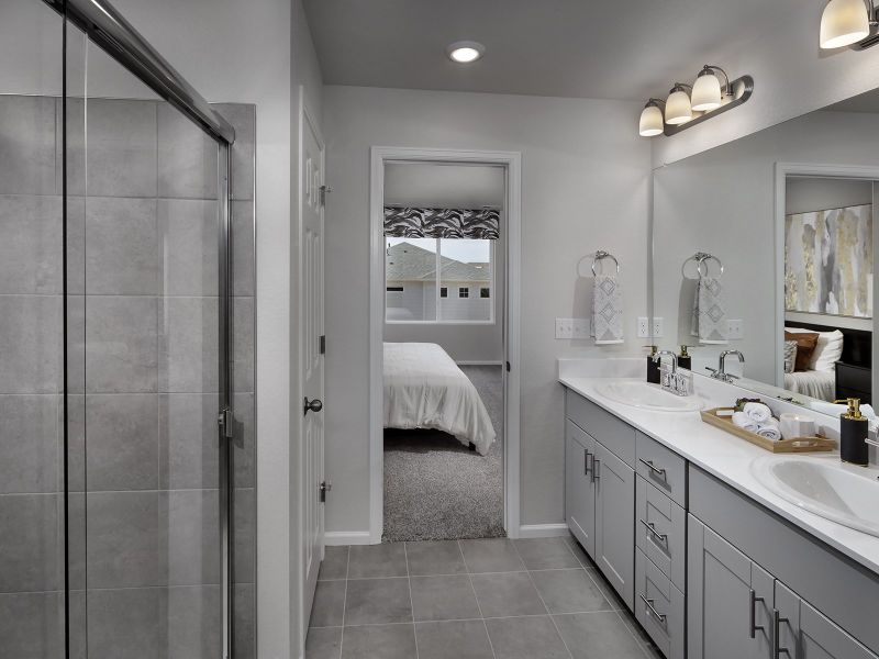 Furnished interior in a model home at Buffalo Highlands: The Flora Collection in Commerce City (Image 7). Furnished interior in a model home at Buffalo Highlands: The Flora Collection in Commerce City (Image 7).