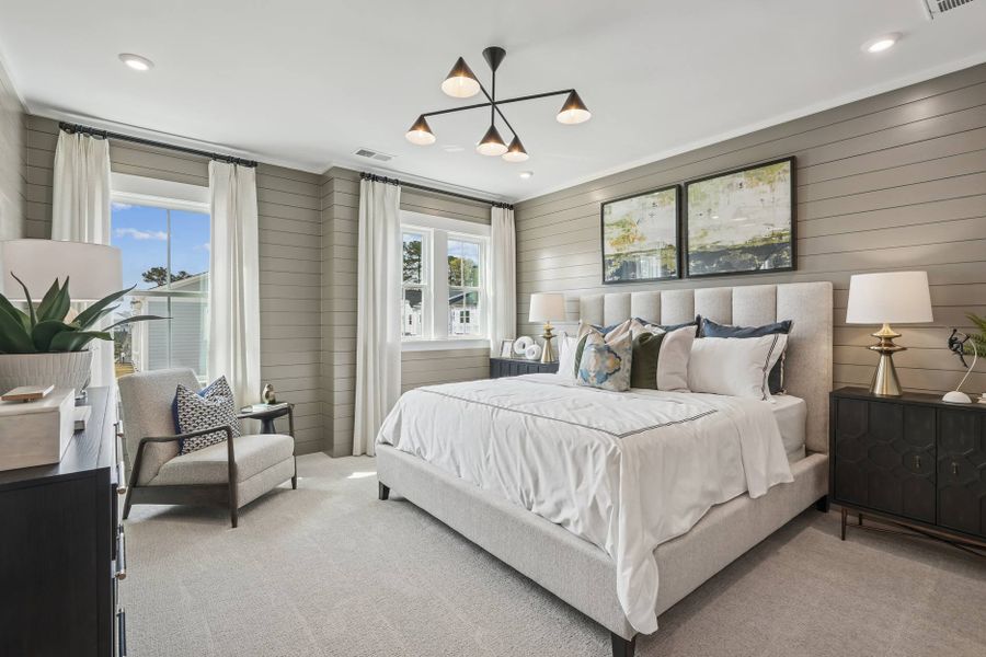 Furnished interior in a model home at Mews at Holding Village in Wake Forest (Image 39).