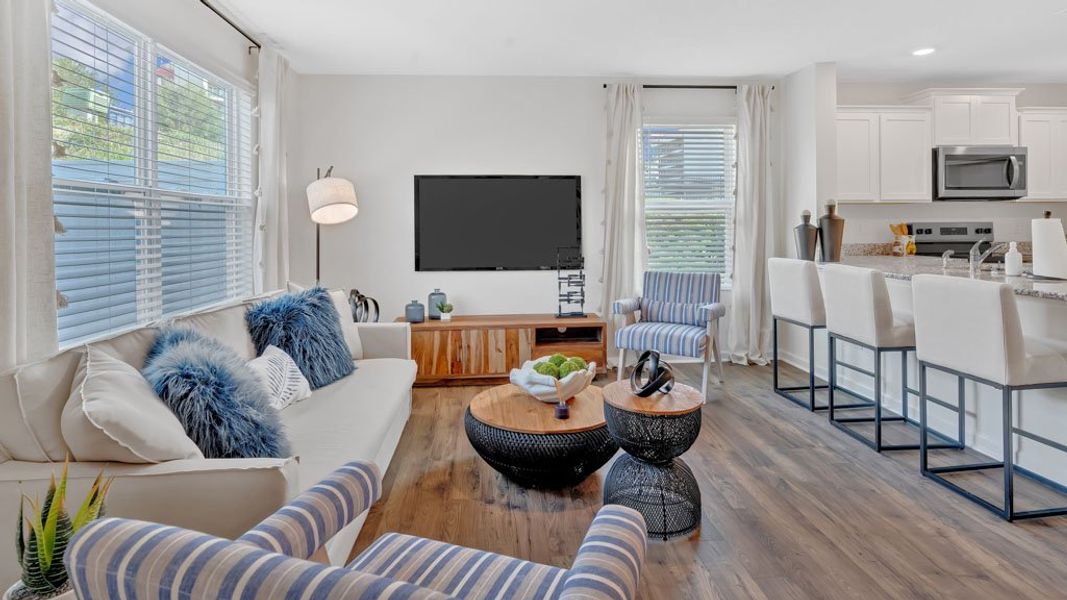 Furnished interior in a model home at Hudson Terrace Townhomes in Bristol (Image 4).