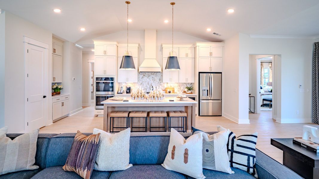 View of spacious kitchen from the gathering room