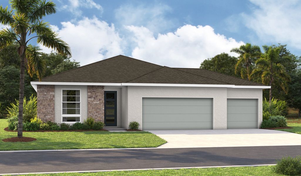 Front exterior of a home in the Estates at Rivers Edge community, located in Parrish, FL (Image 3).