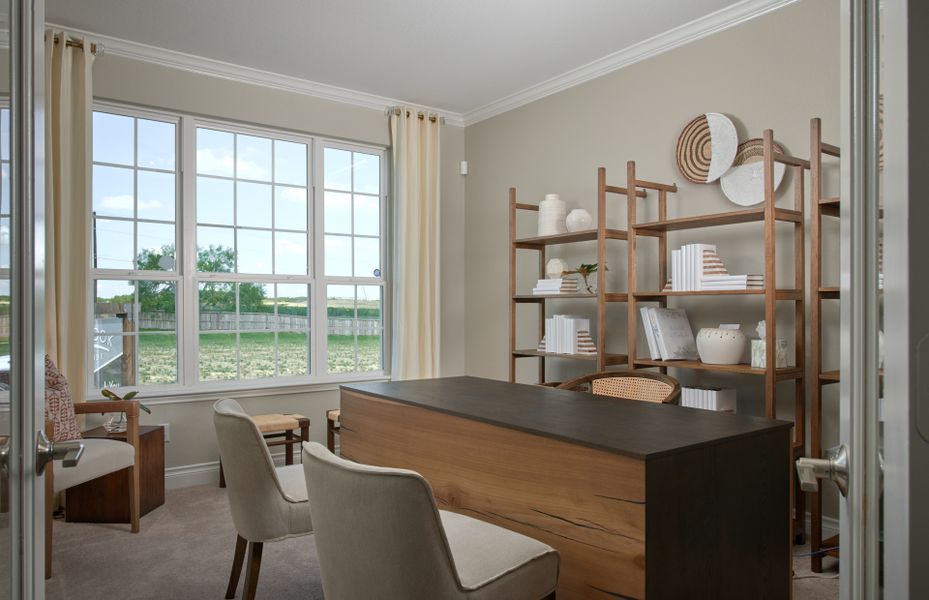 Furnished interior in a model home at The Overlook at Creekside in New Braunfels (Image 19).