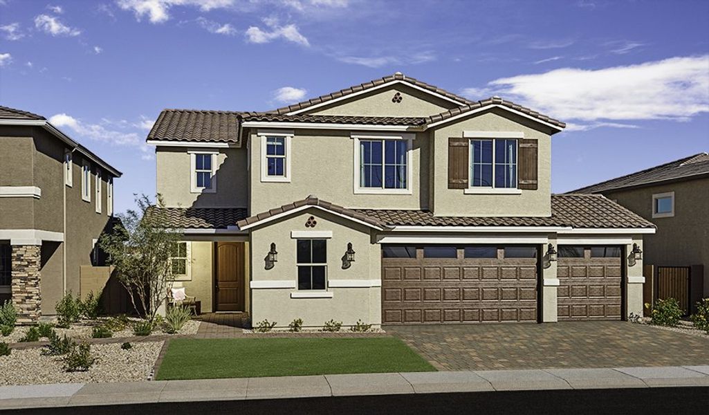 Front exterior of a home in the Portfolio at Lucero community, located in Goodyear, AZ (Image 3).