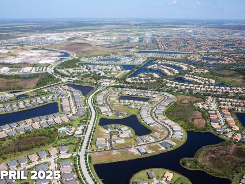 Aerial view of the Lake Park at Tradition community in Port St. Lucie, FL, showing layout and nearby surroundings (Image 15).