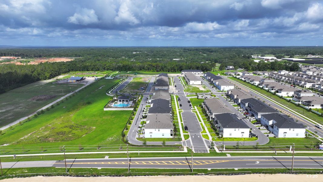 Aerial view of the Gardenia Reserve community in Apopka, FL, showing layout and nearby surroundings (Image 13). Aerial view of the Gardenia Reserve community in Apopka, FL, showing layout and nearby surroundings (Image 13).