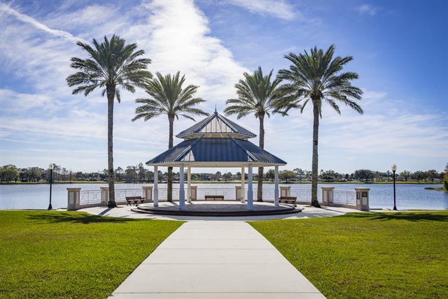 Enjoy lakefront views from the gazebo in nearby Tradition