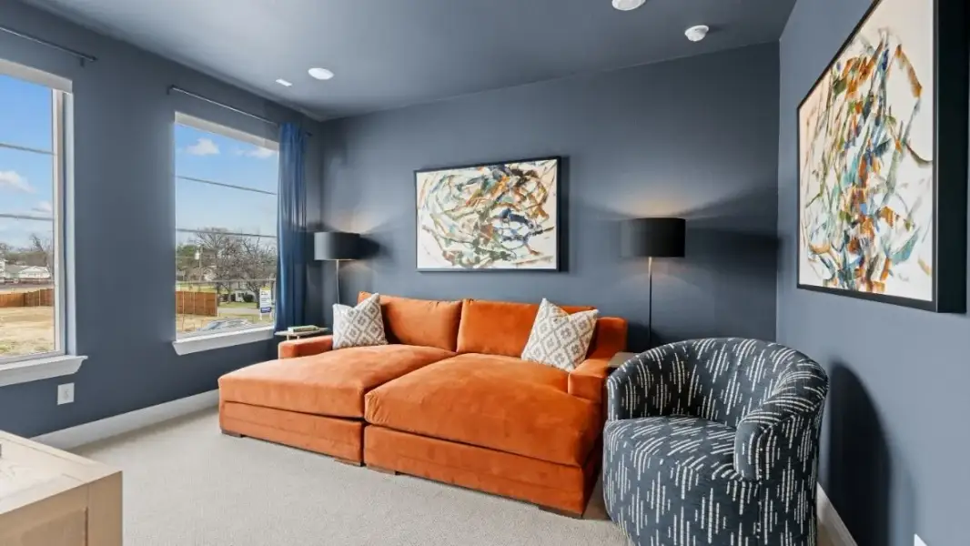 Furnished interior in a model home at White Rock Trail Addition in Dallas (Image 15).