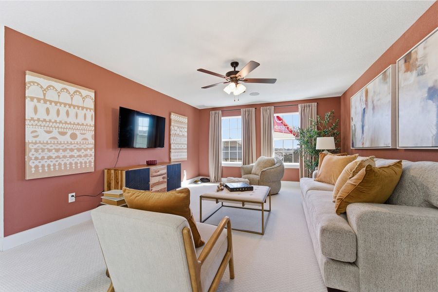 Furnished interior in a model home at Notting Hill in Converse (Image 48).